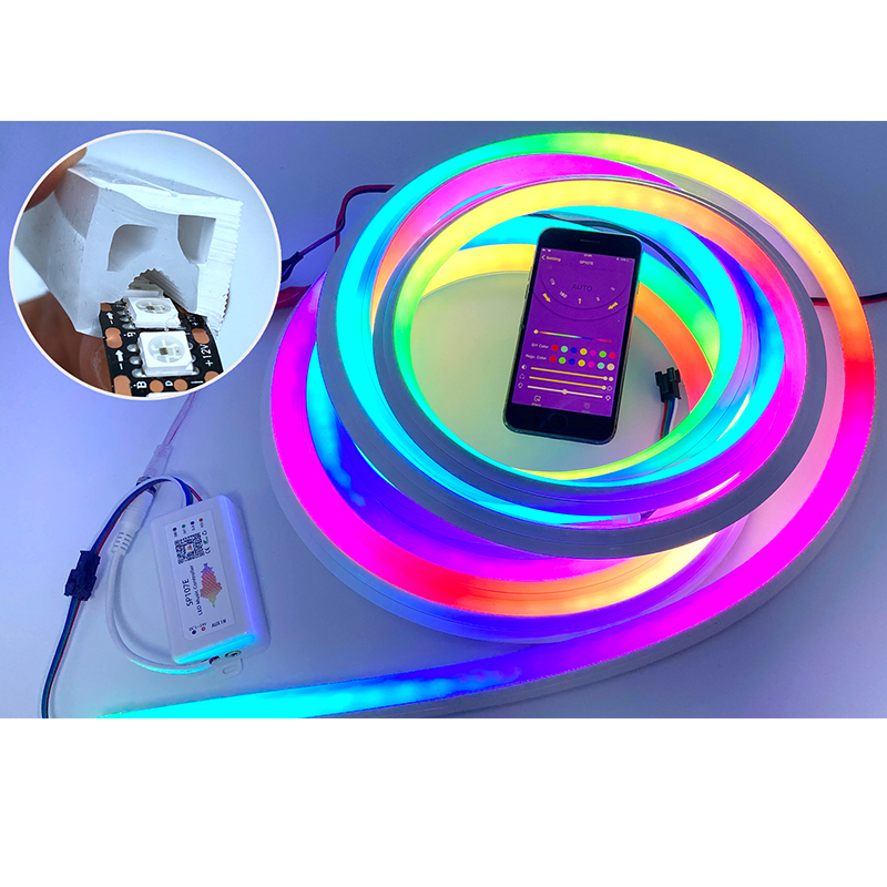 DC12/24V WS2815 Individually Addressable RGB / SM16704 Programmable RGBW LED Neon Lights - 60LEDs/m  16x16 mm Waterproof IP67 Silicone LED Flex Light